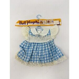 Another Doll Playette Progressive Doll Dress NOS Blue Gingham Plaid Vintage